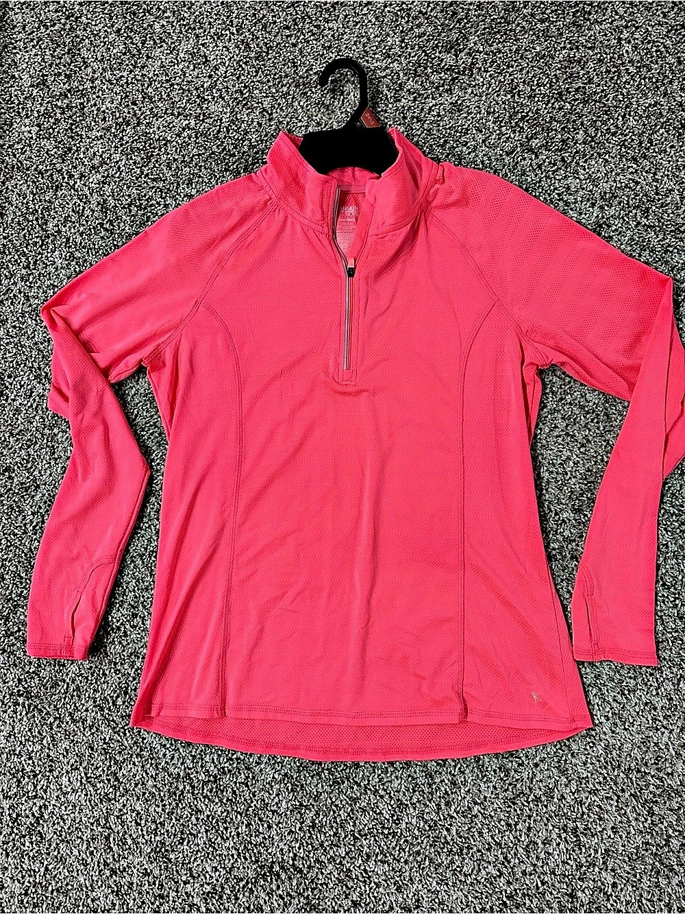 Danskin semi-fitted Quarter-Zip Athletic Top in Pink Size Large